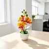 Planta en Maceta Creativa de 3 Orquídeas Phalaenopsis Decoración para el Hogar Maceta de Ondas de Agua Adorno de Flor Artificial Atmósfera Maceta de Flores de Simulación de Mesa Planta