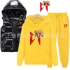 Comércio Exterior Outono e Inverno Conjunto de Três Peças de Moletom com Capuz, Calça de Moletom e Colete de Algodão Masculino e Feminino para Casais Roupa Casual com Forro de Lã