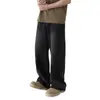 Jeans Americano Retro Lavado para Homens, Novo Estilo Outono e Inverno 2026, Calça Longa de Corte Reto Ampla e Limpa (Loose Straight Cleanfit Wide-Leg)