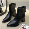 Botas Martin Outono e Inverno Cano Curto Estilo Francês Novas Botas Emagrecedoras Bico Fino Salto Alto 2026 Moda Salto Grosso Botas Curtas Femininas