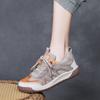 Jishu 25 Primavera e Verão Novo Camada Superior Couro de Vaca Color Block Cadarço Casual Sapatos Femininos Sapatos de Tela Couro Genuíno Sapatos Esportivos Planos