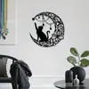 Decoración de arte de pared de gato de luna de hierro forjado transfronteriza, decoraciones de silueta de metal, decoraciones colgantes para interiores, sala de estar
