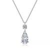 [Hija] Collar Francés Super Flash Hielo Gota de Agua Diamante para Mujer Delicado Lujo Ligero Avanzado Lágrimas Cadena Clavícula