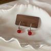 Pendientes colgantes retro de cereza roja "Ciruela Madura", nuevos y exquisitos pendientes blancos combinables para otoño e invierno.