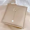 [Aço de titânio de corpo inteiro] Star Moon Geométrico Nicho Design Simples Pingente Curto Clavícula Cadeia Estilo Coreano Vento Frio Pescoço
