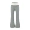 Pantalones de mujer de cintura con cordón de color de contraste y microcampana, nuevo estilo otoño 2026, estilo casual americano perezoso, corte relajado, pantalones largos fluidos