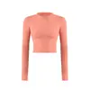 Ropa Deportiva Otoño e Invierno Top Deportivo Secado Rápido Ropa Corta Sexy Ajustada Ombligo Ropa de Yoga Manga Larga para Mujer Correr