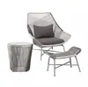 Juego de Mesa y Sillas de Ratán para Balcón Exterior, Conjunto de Tres Piezas de Sillas de Ratán de Ocio para Patio Jardín Solario Exterior
