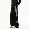 Pantalones Casuales de Tres Rayas Estilo Americano para Hombres y Mujeres, Marca de Tendencia Primavera, Pantalones Deportivos Sueltos con Bordado Pesado de Letras, Pantalones de Pierna Ancha