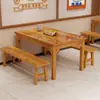 Juego de Mesa y Sillas de Madera Maciza Carbonizada Tienda Comercial de Desayunos para Catering Restaurante de Fideos Restaurante de BBQ Mesa y Sillas de Comida Rápida Mesa y Sillas de Comedor Carbonizadas
