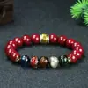 Pulsera de Arena Dorada Morada, Cuentas de Vidrio de Ceniza Fragante, Diseño DIY, Estampado en Caliente de los Cinco Elementos, Pulsera de Año de Nacimiento para Hombres y Mujeres, Cinabrio