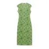 Vestido Largo de Verano de Alta Gama con Cuello Alto de Moda Nuevo Estilo Chino Cheongsam Mejorado Degradado ZXP0491