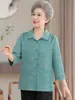 Ropa de moda para madres, camisa de manga larga de verano, conjunto elegante para mujeres de mediana edad y mayores, top holgado que favorece la figura