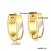 Pendientes de Aro Lisos Más Vendidos Transfronterizos, Pendientes Redondos con Conchas Blancas, Pendientes de Estilo Fresco, Venta Directa de Fabricantes de Joyería de Acero Inoxidable