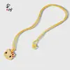Collar Colgante Hello Kitty con Lazo Incrustado de Diamantes Chapado en Oro para Mujer, Cadena para Clavícula de Cabeza de Gato con Lazo Rosa, Al por Mayor en Stock