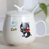 Caneca Cerâmica Personalizada com Tampa e Colher Caneca para Casal Fashion Caneca de Casa Caneca Fofa para Chá para Homens e Mulheres