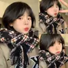 Bufanda Cuadros Linda 2025, Engrosada para Otoño e Invierno, Chal Dulce de Estudiante, Cálida y Versátil, Nuevo Calentador de Cuello Estilo Coreano