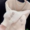 Estilo Lujo Ligero Punto Resistente con Incrustaciones de Diamantes Cuello en V Manga Larga Para Mujer Principios de Otoño 2025 Nuevo Moda Elegante Efecto Adelgazante Top