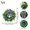 Corona de Hojas de Eucalipto Artificial Transfronteriza, Corona Decorativa de Puerta de Eucalipto, Follaje Verde para Bodas y Navidad, Corona de Guirnalda con Cabezas de Flores Artificiales