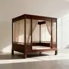 Nova Cama com Estrutura Estilo Chinês Cama com Dossel de Madeira Maciça Cama de Casal Cama com Degraus Portão da Lua Quarto Principal Cama de Casamento Estrutura de Cama Tradicional Estilo Ming