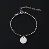 Material Redondo de Acero Inoxidable en Blanco Puede Ser Impreso a Color con Láser, Pulsera de Cadena de Bolas de Acero Inoxidable, Moda Europea y Americana, Simple y Elegante