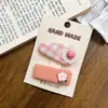 Presilha de Cabelo Rosa Doce com Toque Feminino, Versátil Presilha Bico de Pato para Franja de Ursinho de Desenho Animado, Presilha Lateral em Formato de Coração, Novo Acessório de Cabelo Infantil