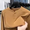 Camiseta de Terciopelo Alemán para Hombre de Otoño con Cuello Alto de Color Sólido, Casual de Negocios para Papás de Mediana Edad, Versátil Sudadera de Manga Larga Capa Base