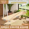 Columpio de Madera Anticorrosión para Exteriores para Jardín, Columpio Infantil para Interiores, Silla Colgante de Madera Maciza con Cuerda de Cáñamo para Balcón de Casa