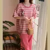 Pijamas Nuevos para Mujer Verano Pantalones de Manga Corta Dibujos Animados Tallas Grandes Primavera y Otoño Sueltos Ropa de Casa para Estudiantes Traje Mujer Verano