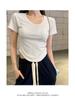 2025 Verano Diseño Sentido Nicho Deseo Puro Viento Dulce Spice Girls Sexy Camiseta Manga Corta Cuello U para Mujer Top Corto Irregular