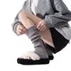Meias de Tricô com Pé para Outono e Inverno Femininas, Meias Vermelhas Ankora Estilo Slouch, Aquecedor de Panturrilha Branco Versátil Tendência Y2K