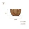 Bol para Ensalada de Madera de Acacia, Plato de Frutas de Madera Maciza Estilo Japonés, Bol Doméstico de Madera Maciza con Tapa, Juego de Vajilla de Madera