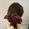 Outono e Inverno Novo Argola Vermelha Xadrez Lã Laço Rabo de Cavalo Anel de Cabelo Alta Qualidade Corda de Cabelo para Rabo de Cavalo Acessórios de Cabelo para Mulheres
