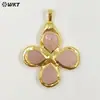 Wt-P2055 Design de Flor Colorida Pedra Preciosa Ametista Olho de Tigre Pingente Banhado a Ouro 18K Joia DIY Produto Semi-Acabado