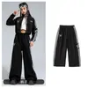 Roupas de Dança Jazz para Meninas Hip-Hop Jazz Girl Street Dance Conjunto Infantil de Três Peças Grupo de Meninas Apresentação de Palco