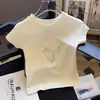 2026 Verano Nuevo Estilo Niñas Color Sólido Top con Lazo de Perlas Pequeñas Moda Versátil Camiseta a Juego Padre-Hijo Top de Moda