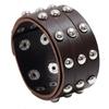 Pulseira de Couro de Vaca com Rebites de Três Fileiras, Estilo Punk Novo Europeu e Americano, Pulseira Larga de Couro para Homem, Joia Periférica de Animação