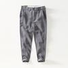 L8239 Pantalones casuales refrescantes y transpirables de ramio, pantalones rectos, cintura elástica, pantalones de algodón y lino para la playa, entrega de una pieza para hombre