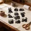 Parche de Tela Bordado de Gato Negro de Dibujos Animados Estilo Termoadhesivo Autoadhesivo Parche Bordado para Ropa Computadora Accesorios de Reparación de Agujeros para Chaquetas de Plumas