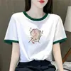 Camiseta Raglan Moda Mãe Estilo Comércio Exterior Transfronteiriço para Mulheres, Manga Curta Verão Slim Fit Solta Casual Top de Alta Qualidade