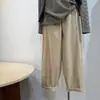 Pantalones de pana japoneses de canalé fino de terciopelo, pierna ancha, estilo abuela, Otoño Invierno, 100% Algodón, Cintura Elástica, Pantalones Largos Casuales de Farol