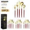 Juego de cubiertos de acero inoxidable para Amazon transfronterizo, 5 piezas (cuchillo, tenedor y cuchara) Traje de 20 piezas de cubiertos de cuchillo, tenedor y cuchara para comida occidental portuguesa