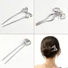 Pasador de aleación en forma de U transfronterizo con un diseño de moño de lujo ligero, accesorio para el cabello de alta gama para mujeres de estilo europeo y americano, pasador dorado y plateado