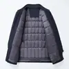 Jaqueta masculina de outono e inverno, estilo business casual, com gola alta, adequada para trabalhadores de escritório, acolchoada e espessa, com forro interno removível, peça de vestuário externa masculina
