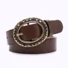Cinturón Vintage Transfronterizo Tallado Desgastado para Mujer con Hebilla Ovalada Color Bronce, Cinturón Decorativo Versátil para Jeans y Vestidos