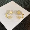 Pendientes de lujo ligeros y elegantes con forma de ojo de gato, de alta calidad, de verano, con flores de nicho, de aguja de plata S925, exquisitos.