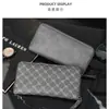 Cartera de mano larga para hombre con un solo tirador, bolso de mano, bolsa para teléfono móvil, gran capacidad, doble compartimento para billetes, para negocios, cuello blanco