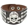 Pulseira Punk Caveira de Couro PU Ecológico Transfronteiriça Estilo Europeu e Americano, Pulseira Personalizada da Moda com Rebites, Pulseira para Noite em Clubes de Rock