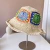 Estilo Étnico Sombrero de Pescador de Paja de Papel para Mujer Sombrero de Sol de Verano de Paja Color de Contraste Sombrero de Pescador de Ganchillo Sombrero de Sol de Ganchillo Hecho a Mano de Moda