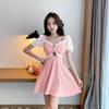 Roupas de trabalho para boate, roupas para técnicos de massagem para banho de pés, cintura alta, vestido que cobre a barriga, vestido com aparência emagrecedora, saia elegante em linha A